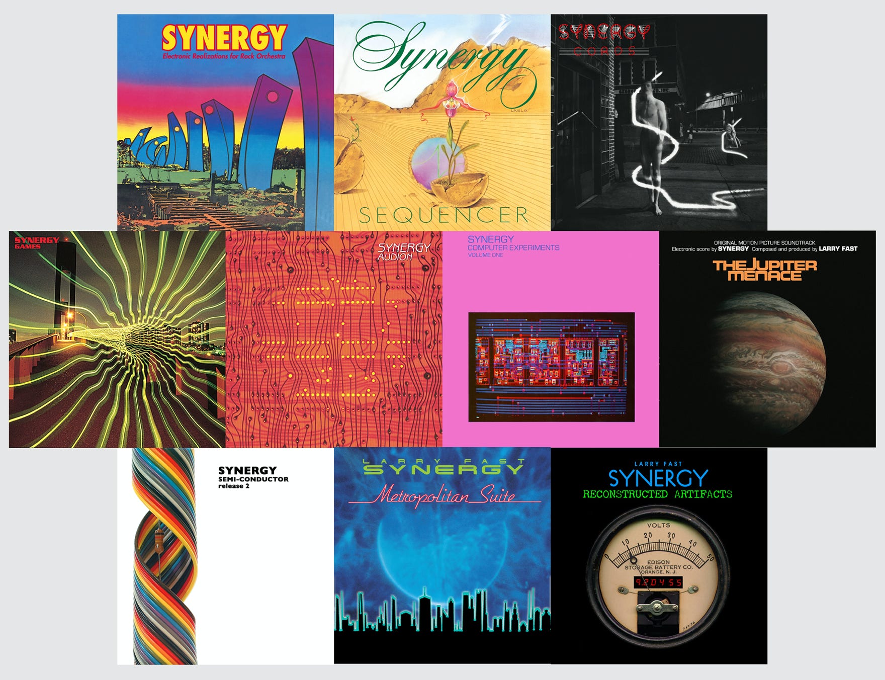 collage of Synergy album covers